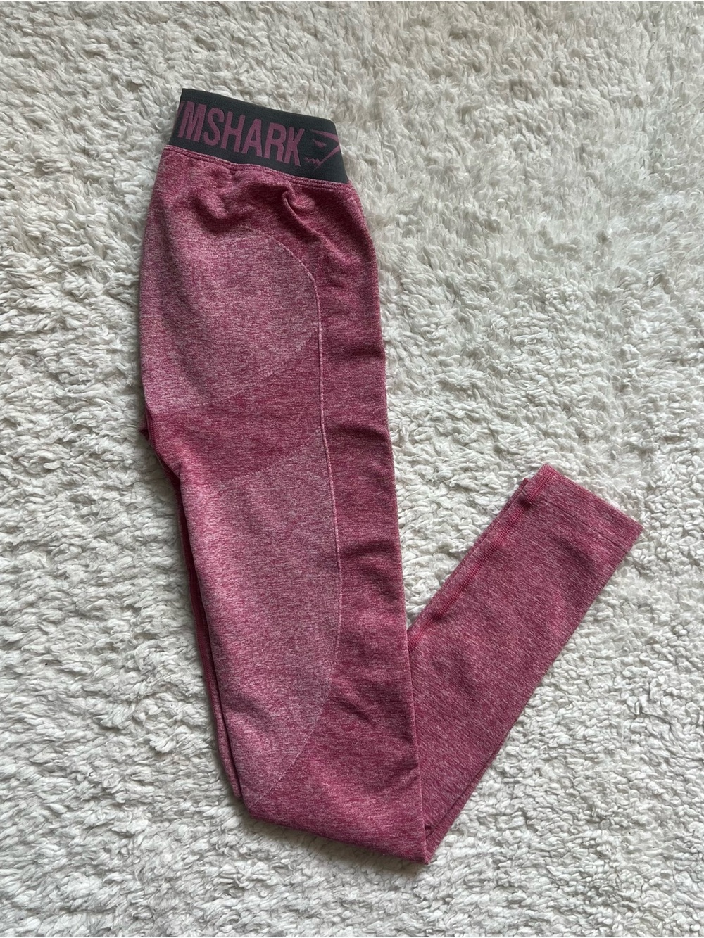 Gymshark Flex Seamless High Waisted Leggings Pink Marl Contrast Waistband (S)